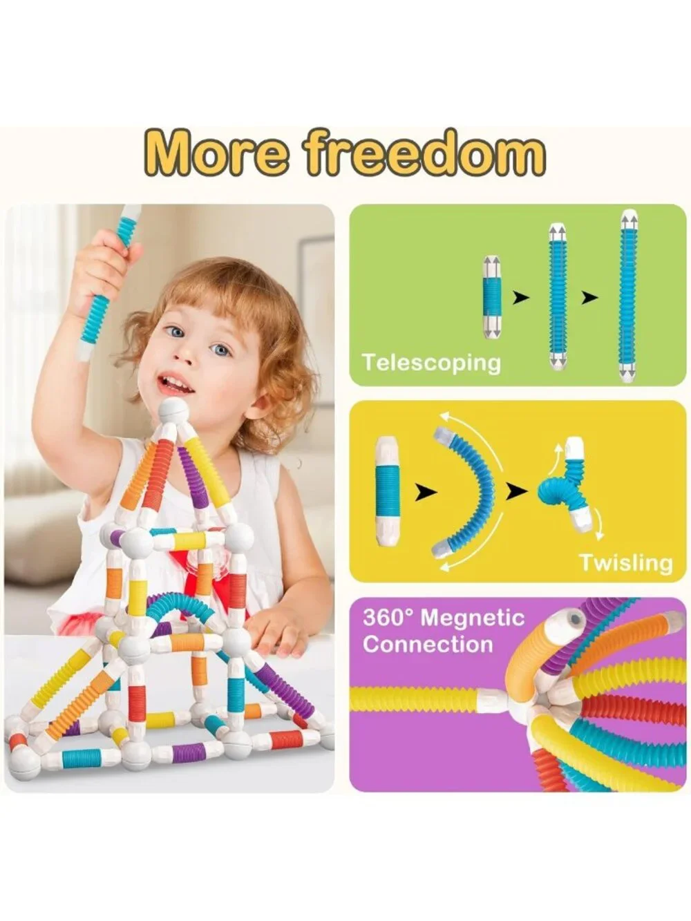 48PCS Magnetic Building Toy Set - Flexible Sticks & Balls for Kids 3+ - STEM Fun
